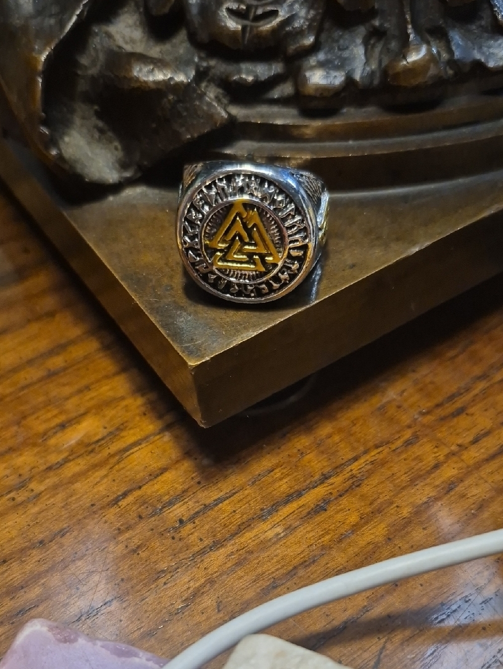 Valknut Runic Signet Two-tone Ring Viking Norse Stainless Steel Ring